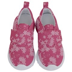 Blush Pink Floral Print Kids  Velcro No Lace Shoes by SpinnyChairDesigns