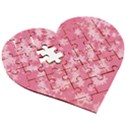 Blush Pink Floral Print Wooden Puzzle Heart View3