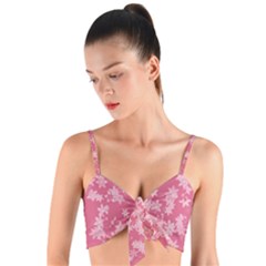 Blush Pink Floral Print Woven Tie Front Bralet by SpinnyChairDesigns