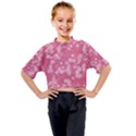 Blush Pink Floral Print Kids Mock Neck Tee View1