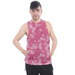 Blush Pink Floral Print Men s Sleeveless Hoodie