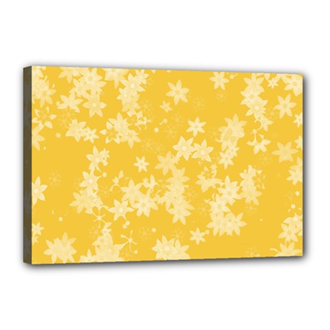 Saffron Yellow Floral Print Canvas 18  X 12  (stretched) by SpinnyChairDesigns