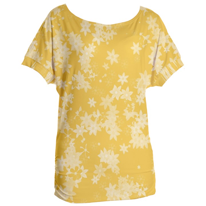 Saffron Yellow Floral Print Women s Oversized Tee