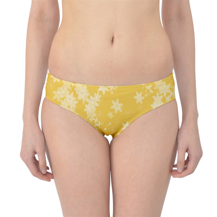 Saffron Yellow Floral Print Hipster Bikini Bottoms