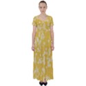 Saffron Yellow Floral Print High Waist Short Sleeve Maxi Dress View1