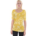 Saffron Yellow Floral Print Wide Neckline Tee View1