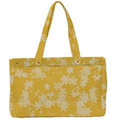 Saffron Yellow Floral Print Canvas Work Bag by SpinnyChairDesigns