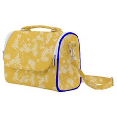 Saffron Yellow Floral Print Satchel Shoulder Bag by SpinnyChairDesigns