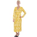 Saffron Yellow Floral Print Velvet Maxi Wrap Dress View1