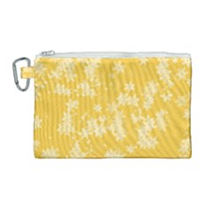 Saffron Yellow Floral Print Canvas Cosmetic Bag (large) by SpinnyChairDesigns