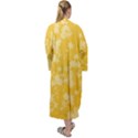 Saffron Yellow Floral Print Maxi Velour Kimono View2