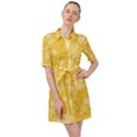 Saffron Yellow Floral Print Belted Shirt Dress View1