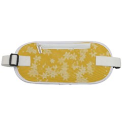 Saffron Yellow Floral Print Rounded Waist Pouch by SpinnyChairDesigns