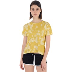 Saffron Yellow Floral Print Open Back Sport Tee