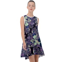 Abstract Floral Art Print Frill Swing Dress by SpinnyChairDesigns