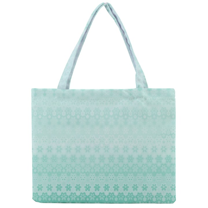 Biscay Green Floral Print Mini Tote Bag