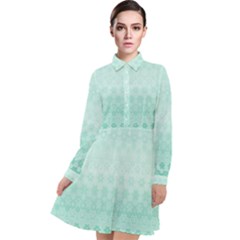 Biscay Green Floral Print Long Sleeve Chiffon Shirt Dress