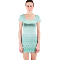 Biscay Green Floral Print Short Sleeve Bodycon Dress by SpinnyChairDesigns