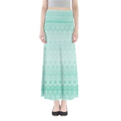 Biscay Green Floral Print Full Length Maxi Skirt by SpinnyChairDesigns