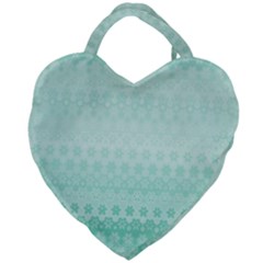 Biscay Green Floral Print Giant Heart Shaped Tote by SpinnyChairDesigns