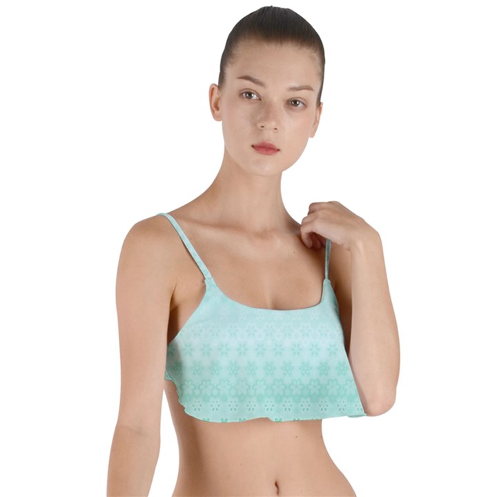 Biscay Green Floral Print Layered Top Bikini Top 