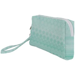 Biscay Green Floral Print Wristlet Pouch Bag (small) by SpinnyChairDesigns