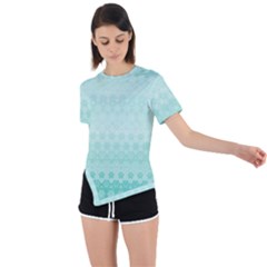 Biscay Green Floral Print Asymmetrical Short Sleeve Sports Tee by SpinnyChairDesigns