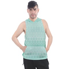 Biscay Green Floral Print Men s Sleeveless Hoodie