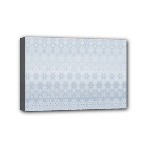 Faded Blue Floral Print Mini Canvas 6  X 4  (stretched) by SpinnyChairDesigns