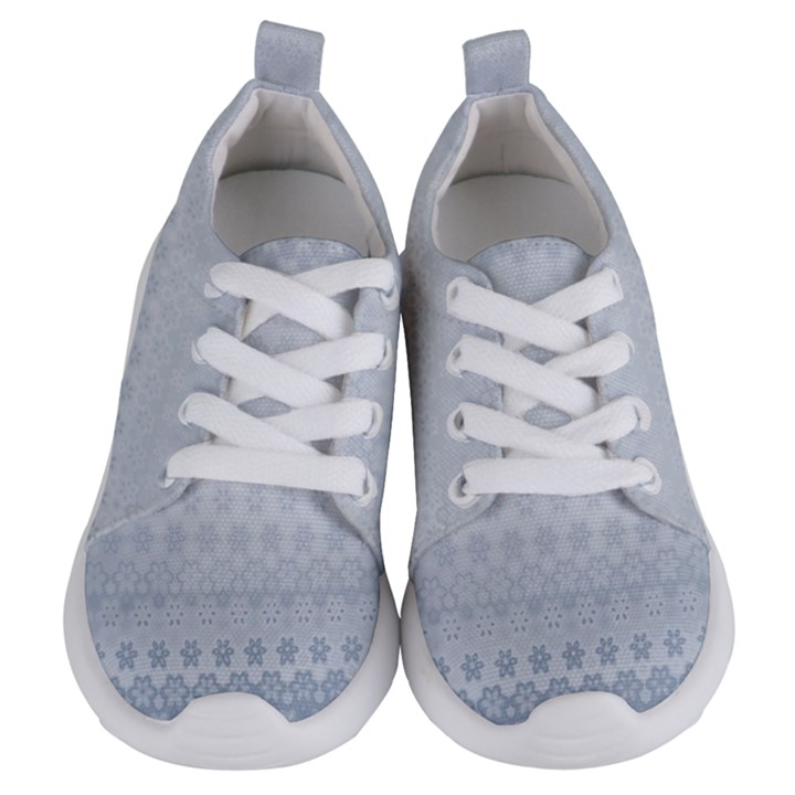 Faded Blue Floral Print Kids  Lightweight Sports Shoes