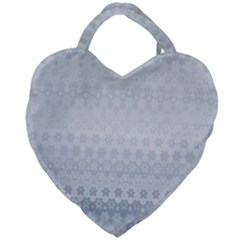 Faded Blue Floral Print Giant Heart Shaped Tote by SpinnyChairDesigns