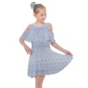 Faded Blue Floral Print Kids  Shoulder Cutout Chiffon Dress View1