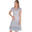 Faded Blue Floral Print Classic Short Sleeve Dress View1