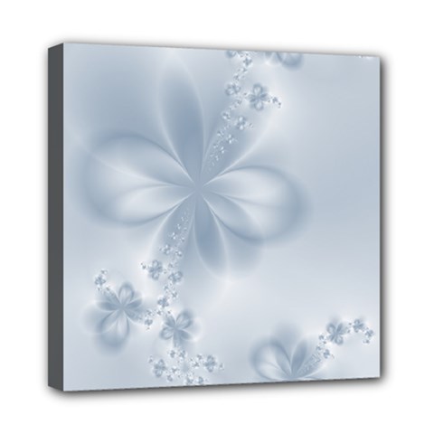 Faded Blue Floral Print Mini Canvas 8  X 8  (stretched) by SpinnyChairDesigns