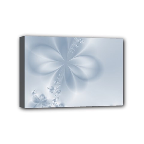 Faded Blue Floral Print Mini Canvas 6  X 4  (stretched) by SpinnyChairDesigns