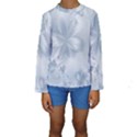 Faded Blue Floral Print Kids  Long Sleeve Swimwear View1