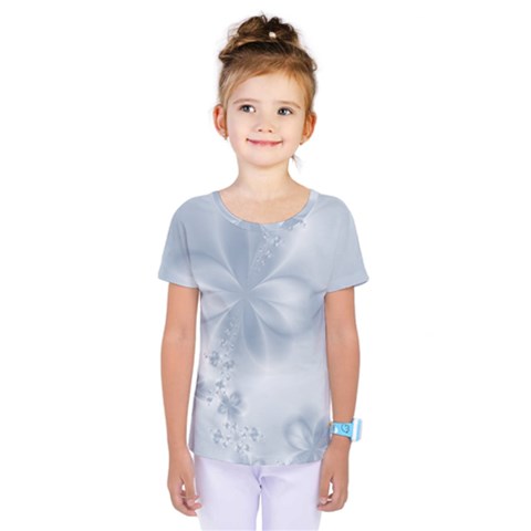 Faded Blue Floral Print Kids  One Piece Tee by SpinnyChairDesigns