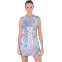 Faded Blue Floral Print Lace Up Front Bodycon Dress View1