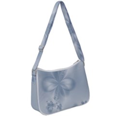 Faded Blue Floral Print Zip Up Shoulder Bag by SpinnyChairDesigns