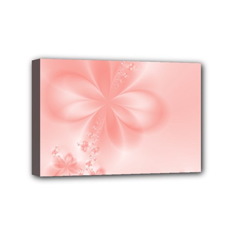 Pastel Coral Floral Print Mini Canvas 6  X 4  (stretched) by SpinnyChairDesigns