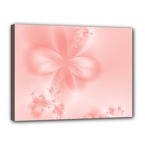 Pastel Coral Floral Print Canvas 16  X 12  (stretched) by SpinnyChairDesigns