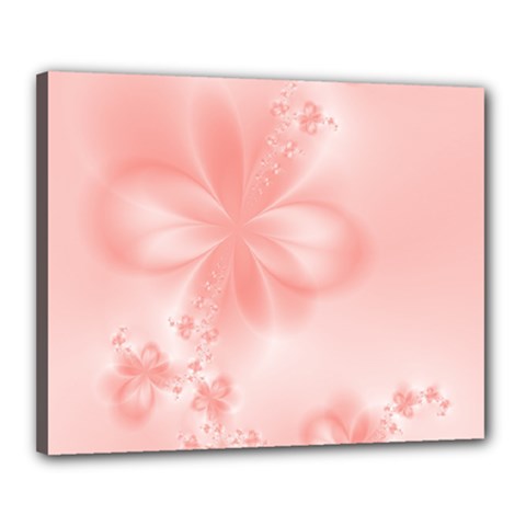 Pastel Coral Floral Print Canvas 20  X 16  (stretched) by SpinnyChairDesigns