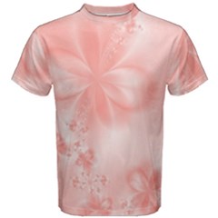 Pastel Coral Floral Print Men s Cotton Tee by SpinnyChairDesigns