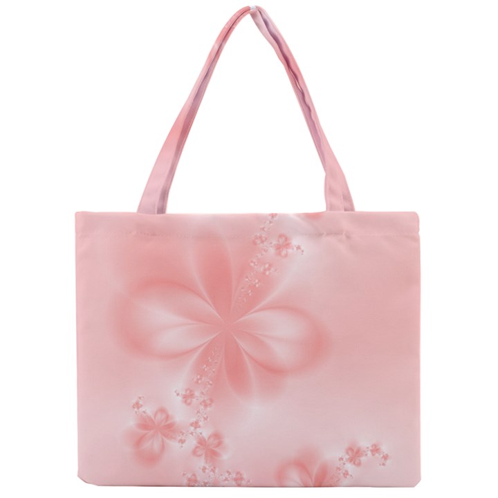 Pastel Coral Floral Print Mini Tote Bag