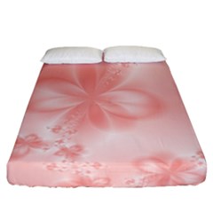 Pastel Coral Floral Print Fitted Sheet (california King Size) by SpinnyChairDesigns