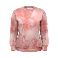 Pastel Coral Floral Print Women s Sweatshirt by SpinnyChairDesigns