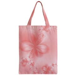 Pastel Coral Floral Print Zipper Classic Tote Bag by SpinnyChairDesigns