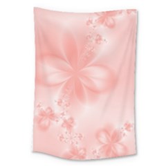 Pastel Coral Floral Print Large Tapestry by SpinnyChairDesigns