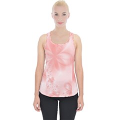 Pastel Coral Floral Print Piece Up Tank Top by SpinnyChairDesigns