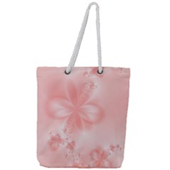 Pastel Coral Floral Print Full Print Rope Handle Tote (large) by SpinnyChairDesigns